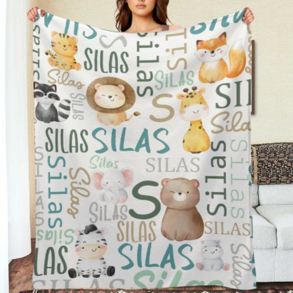 Personalized Woodland Animals Baby Blanket - Birthday Gifts for Baby Kids - xoqan