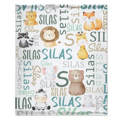 Personalized Woodland Animals Baby Blanket - Birthday Gifts for Baby Kids - xoqan