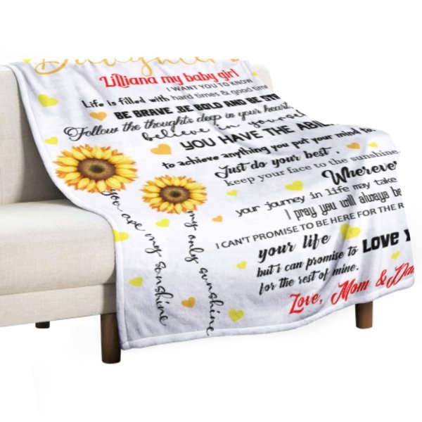 Sunflower Custom Name Blanket-Gift for Daughter - xoqan