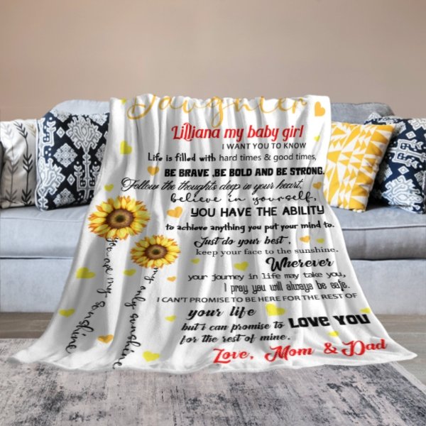 Sunflower Custom Name Blanket-Gift for Daughter - xoqan