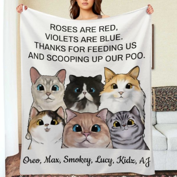 Violets Are Blue Thanks For Scooping Up Our Poo - Personalized Blanket - xoqan